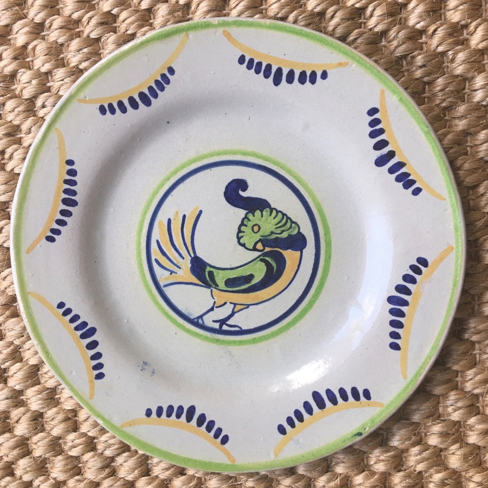 Vintage French Faience Cockatoo Parrot Plate